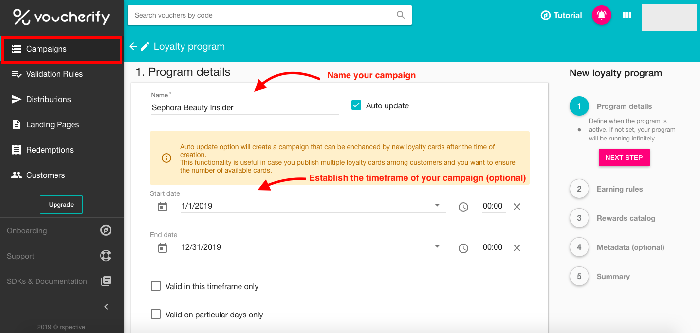 جزئیات برنامه - برنامه های Voucherify-Rewards