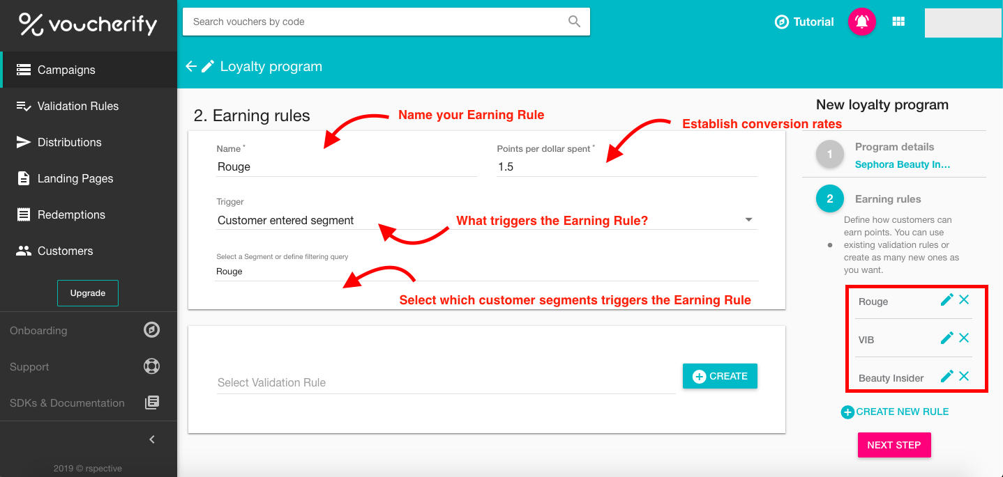برنامه Voucherify-Rewards- قوانین درآمد