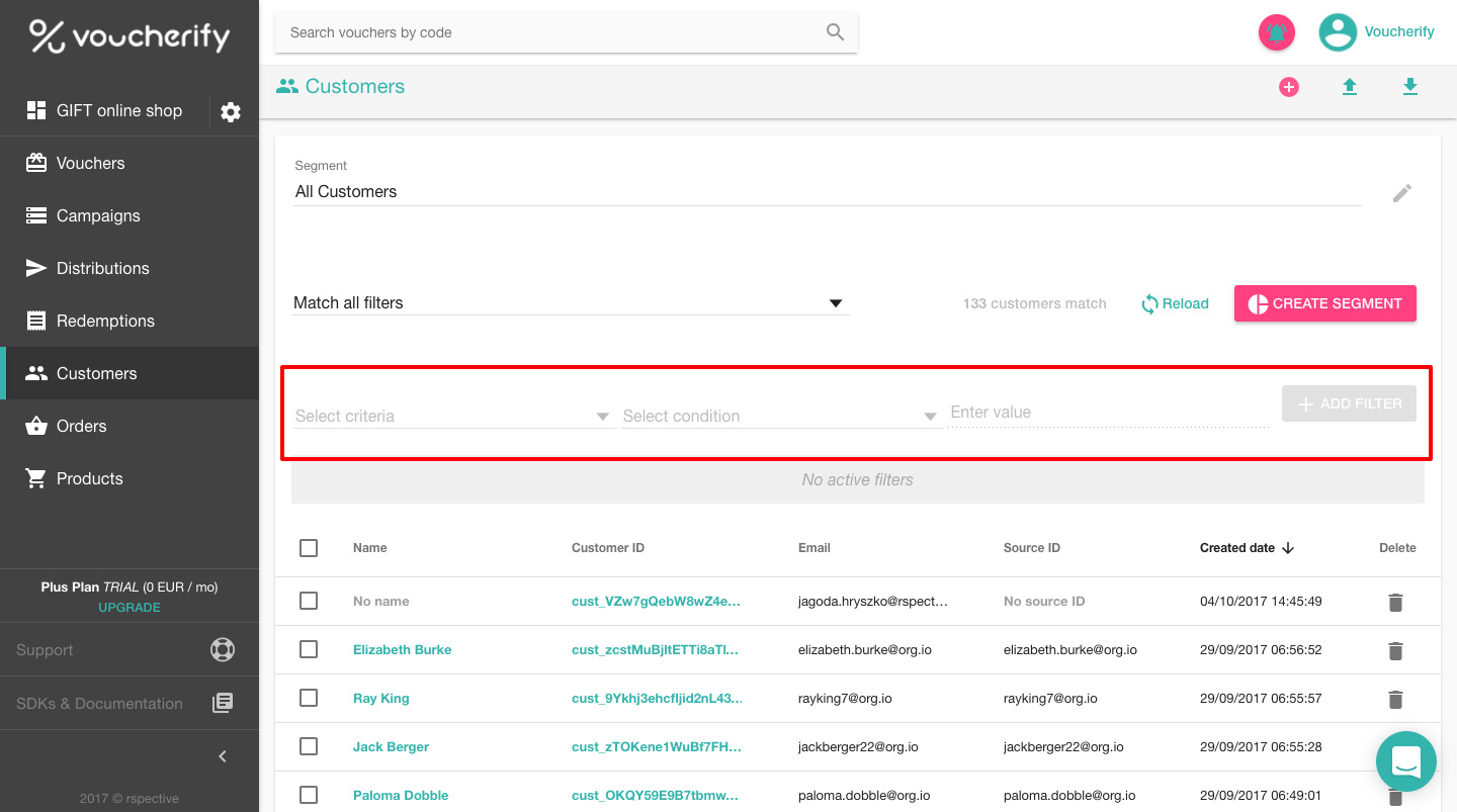  ابرداده در Voucherify - ویژگیهای سفارشی 