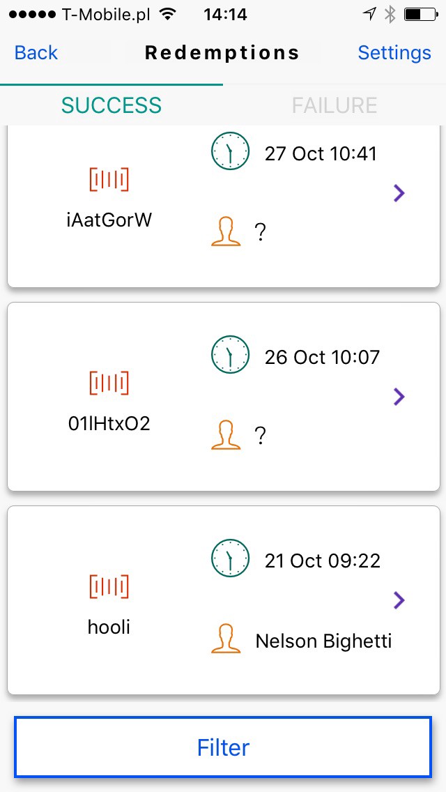 برنامه تلفن همراه Voucherify - ردیابی کوپن