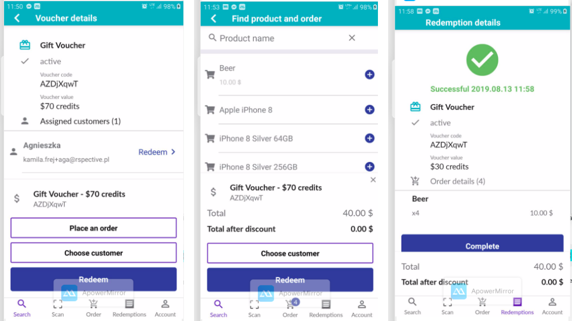  برنامه تلفن همراه Voucherify 
